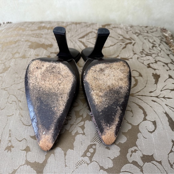 Gucci satin and snake skin leather slides 6C wide - Picture 8 of 9